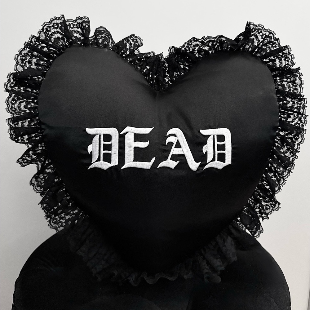 NWOT Dolls Kill "Eternal Sleep" Heart-Shaped Satin Throw Pillow